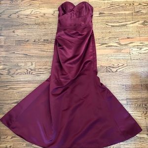 Christina Wu burgundy bridesmaid dress